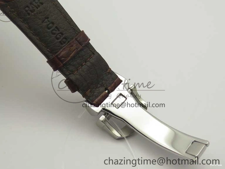 MIROTIME 0305 Portofino Automatic SS TWF 1:1 Best Edition Silver Dial Gold Markers on Brown Leather Strap A Bright 7203